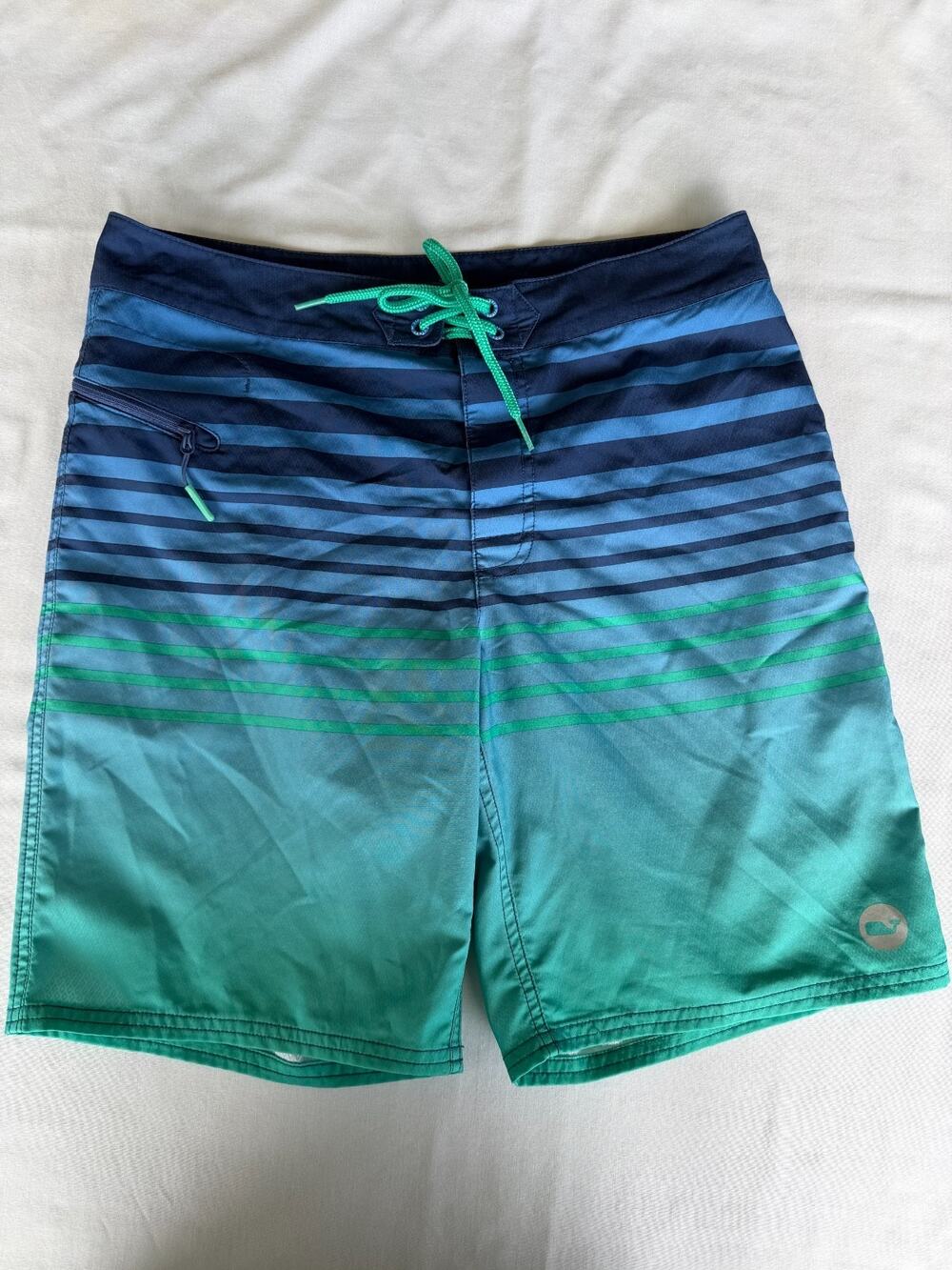Preppy Coastal Surf Vineyard Vines Board Shorts/Trunks Blue Striped Men's Sz 30
